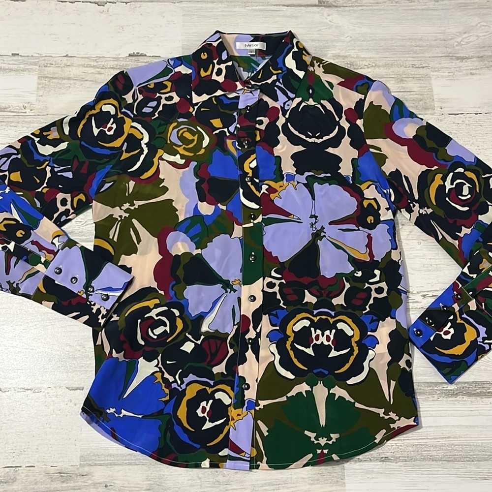 Tyler Boe Chloe Blue Silk Top Size 2 - Picture 3 of 11